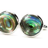 Natural Abalone Silver Cufflinks