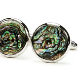 Natural Abalone Silver Cufflinks