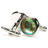 Abalone Silver Cufflinks - back