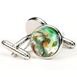 Abalone Silver Cufflinks - back