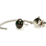 Sterling Silver Bloodstone Tie Tack / Lapel Pin