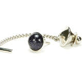 Sterling Silver Blue Goldstone Tie Tack / Lapel Pin