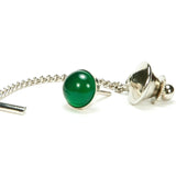 Green Onyx Sterling Silver Tie Tack