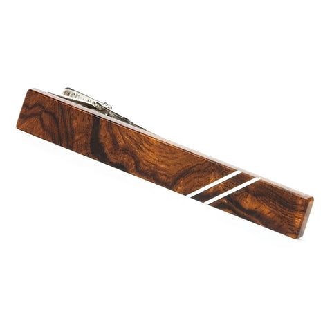 Desert Ironwood Silver Inlay Wooden Tie Clip