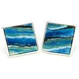 Blue Mammoth Tooth Sterling Silver Cufflinks