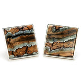 Brown Mammoth Tooth Sterling Silver Cufflinks