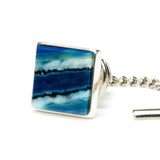 Blue Mammoth Tooth Sterling Silver Tie Tack Lapel Pin