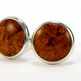 Amboyna Burl Silver & Wood Cufflinks - full view