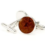 Amboyna Burl Silver & Wood Cufflinks - back