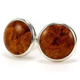 Amboyna Burl Silver & Wood Cufflinks - Full view