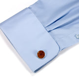 Amboyna Burl Silver & Wood Cufflinks - shirt sleeve