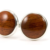 Bubinga Silver Cufflinks - Front