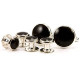 Ebony Silver Cufflink Tuxedo Stud Set