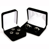 Ebony Silver Cufflink Tuxedo Stud Set in Gift Box