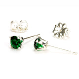 Emerald Sterling Silver Stud Earrings - Back