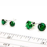 Emerald Sterling Silver Stud Earrings - Size