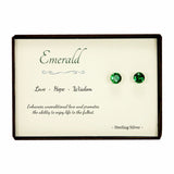 Emerald Sterling Silver Stud Earrings in Gift Box