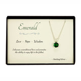 Emerald Sterling Silver Pendant Necklace in Gift Box