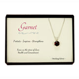 Garnet Sterling Silver Pendant Necklace in Gift Box