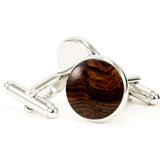 Honduran Rosewood Silver and Wood Cufflinks - Back