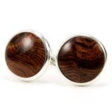 Honduran Rosewood Silver and Wood Cufflinks - Front