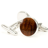 Hawaiian Koa Silver Cufflinks - back