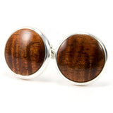 Hawaiian Koa Wood and Silver Cufflinks - Front