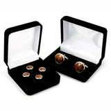 Hawaiian Koa Silver Cufflink Tuxedo Stud Set - gift box