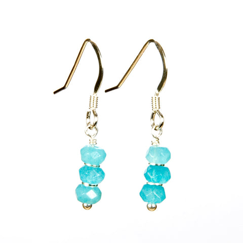 Sterling Silver Aquamarine Gemstone Dangle Earrings 