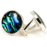 Paua shell sterling silver cufflinks back