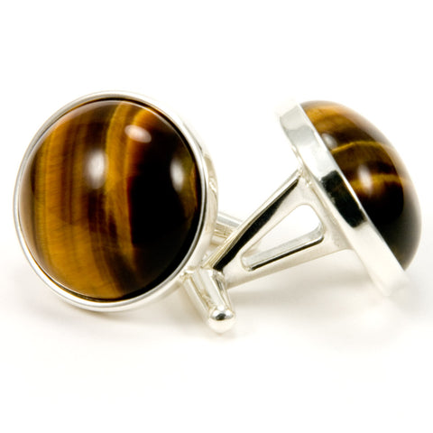 Tiger Eye Sterling Silver Cufflinks Back