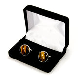 Tiger Eye Sterling Silver Cufflinks Gift Box