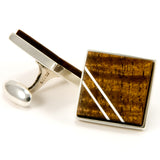 Hawaiian Koa Silver Inlay Cufflinks - Back