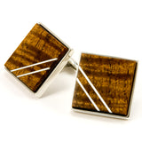 Hawaiian Koa Silver Inlay Cufflinks - Side