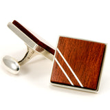 Bloodwood Silver Inlay Cufflink - Back