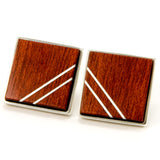 Bloodwood Silver Inlay Cufflinks