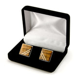 Hawaiian Koa Silver Inlay Sterling Silver Cufflinks in Gift Box