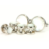 Mother of Pearl Silver Cufflink Tuxedo Stud Set