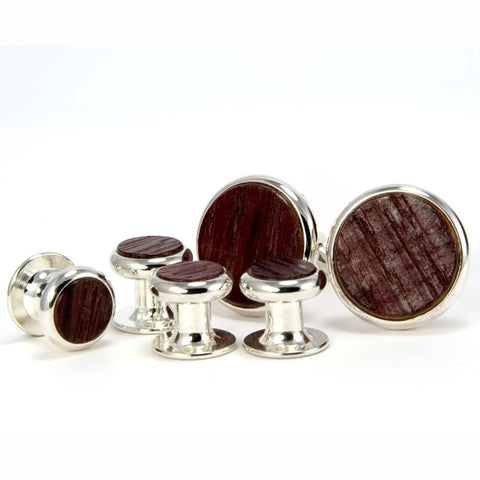 Wine Barrel Silver Cufflink Tuxedo Stud Set