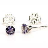 Alexandrite Sterling Silver Stud Earrings - Side