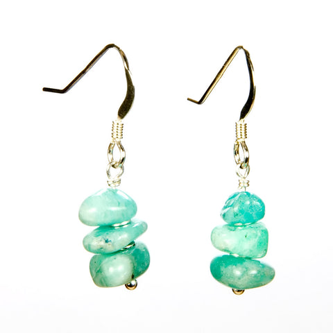 Natural Amazonite Sterling Silver Dangle Earrings