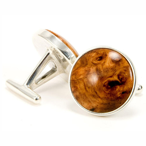 Amboyna Burl Sterling Silver Cufflinks