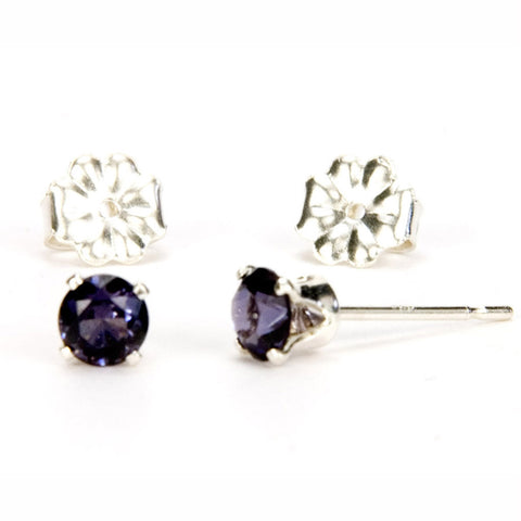 Amethyst Sterling Silver Post Earrings - Size