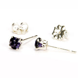 Amethyst Sterling Silver Post Earrings - Back