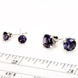 Amethyst Sterling Silver Stud Earrings - Sizing