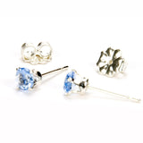 Aquamarine Sterling Silver Post Earrings - Back