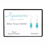 Sterling Silver Aquamarine Gemstone Dangle Earrings - Gift Box