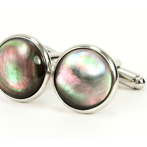 Black Mother of Pearl Silver Cufflinks | Tahitian Pearl Cufflinks