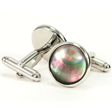 Black Mother of Pearl Silver Cufflinks - Backs