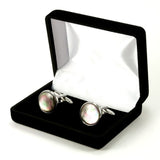 Black Mother of Pearl Silver Cufflinks | Tahitian Pearl Cufflinks in Gift Box